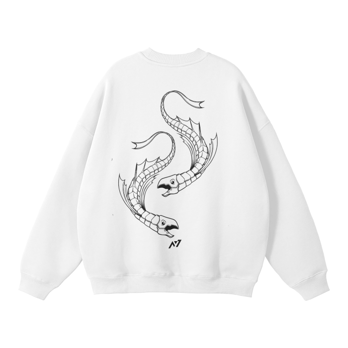 Dark Charisma Fish Streetwear Sweatshirt White - AY - Line Anime