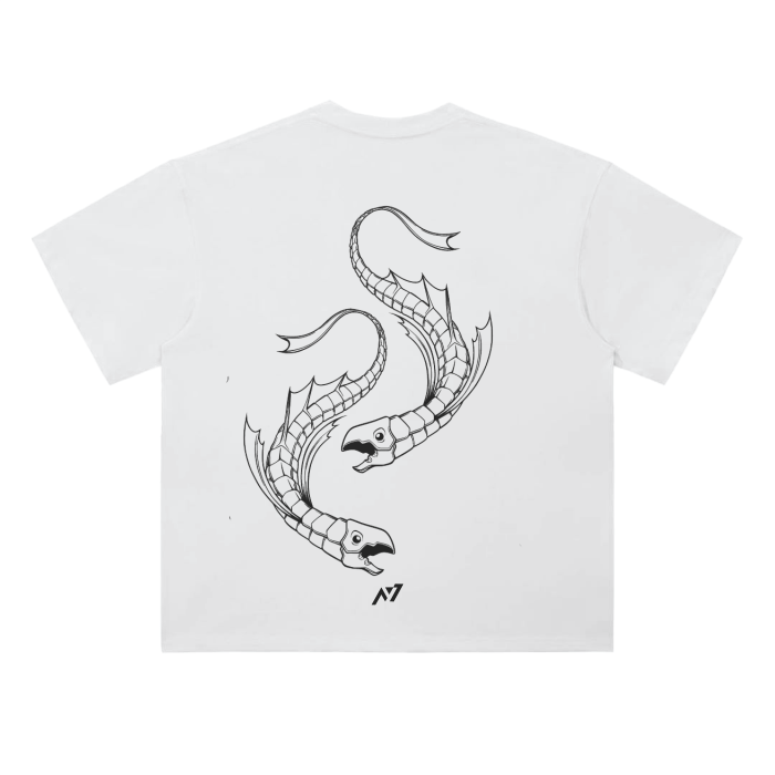 Dark Charisma Fish Streetwear Shirt White Heavy Weight - AY - Line Anime