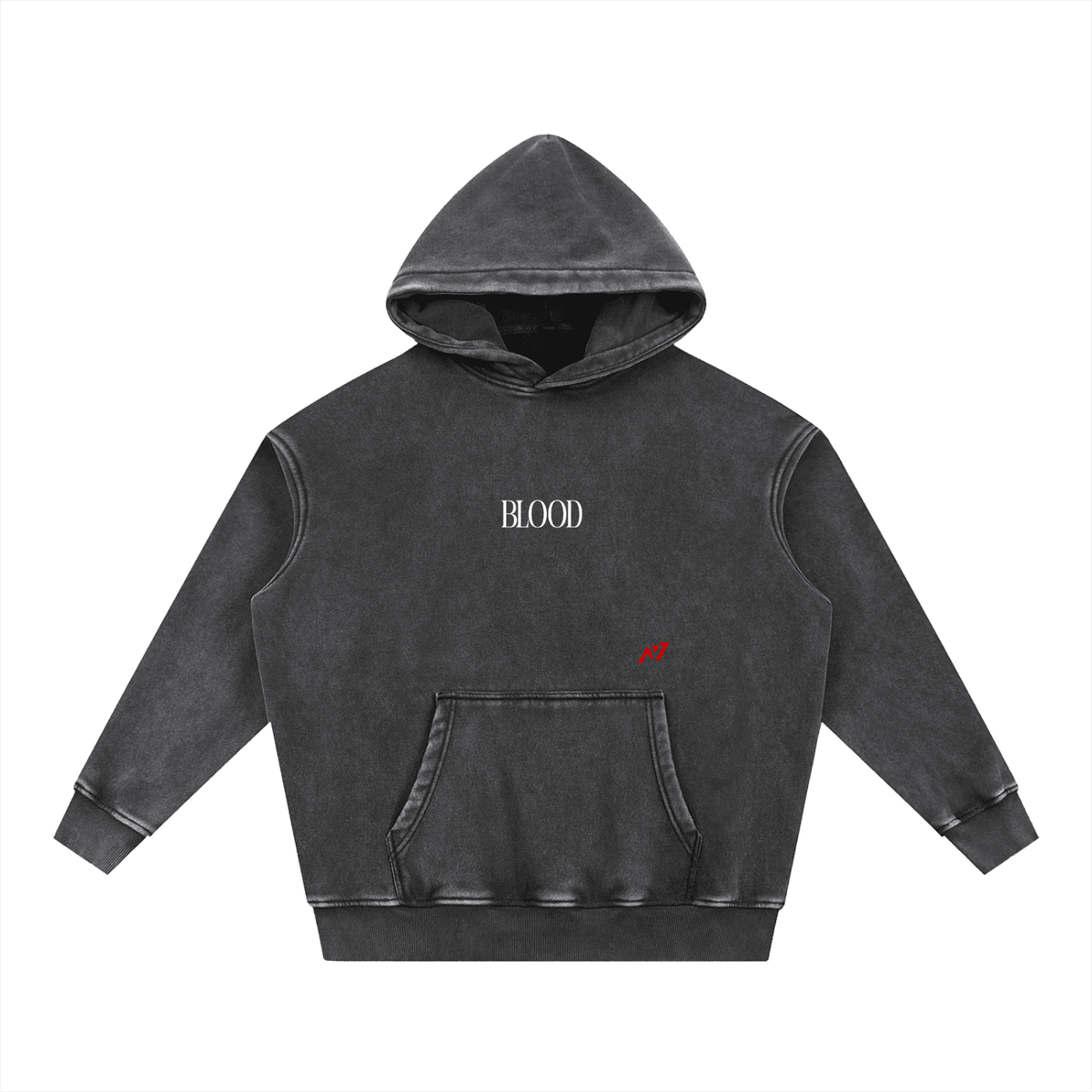 BLOOD Washed Streetwear Hoodie - AY - Line Anime