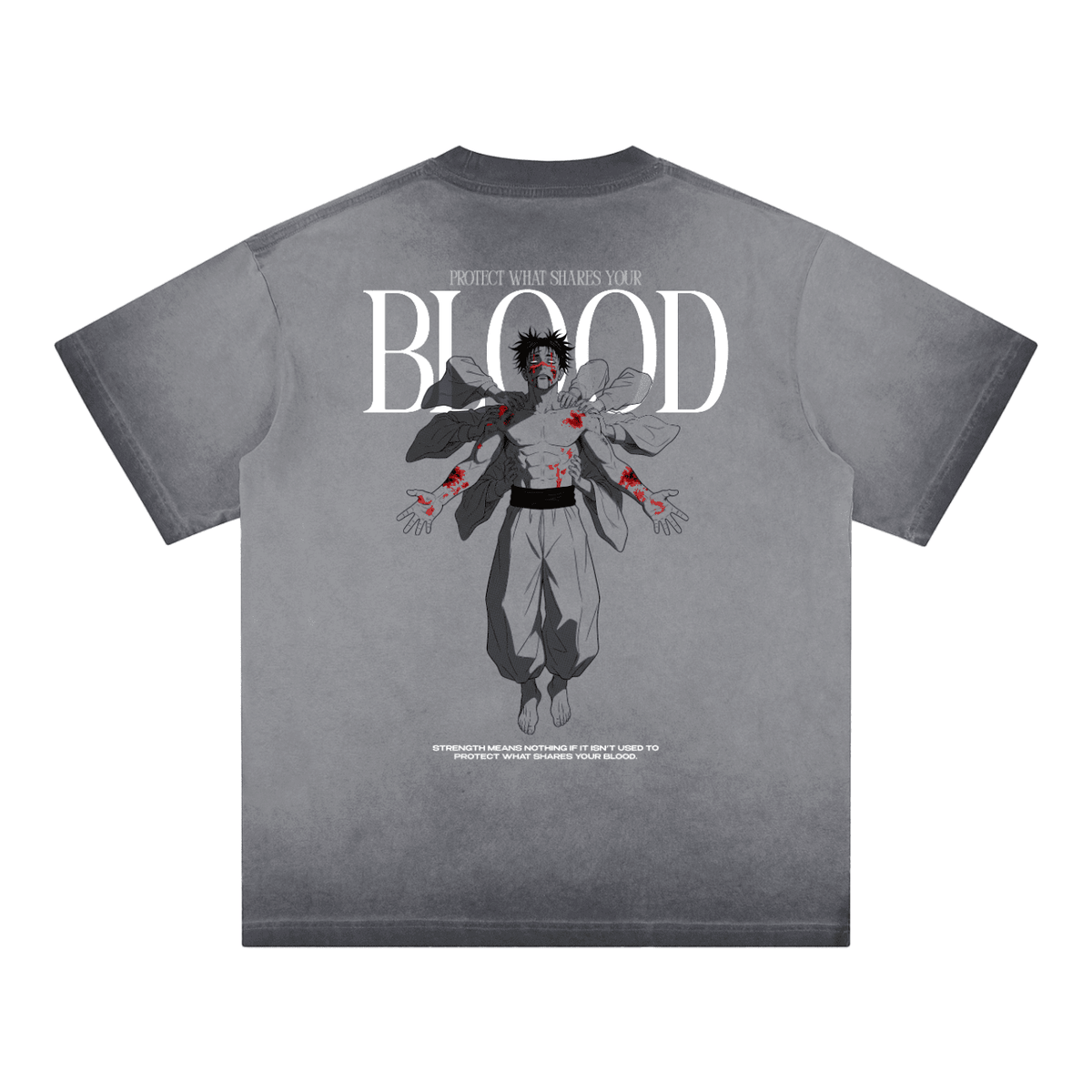 BLOOD Washed Streetwear Shirt - AY - Line Anime