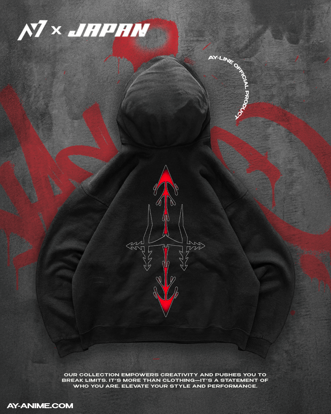 BLOOD. Streetwear Hoodie - AY - Line Anime