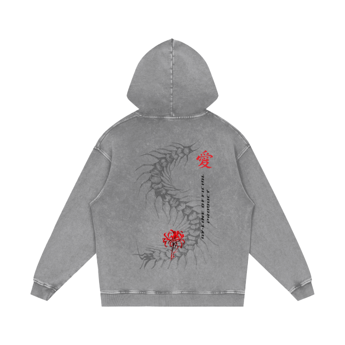 Centipede Streetwear Hoodie Grey Washed