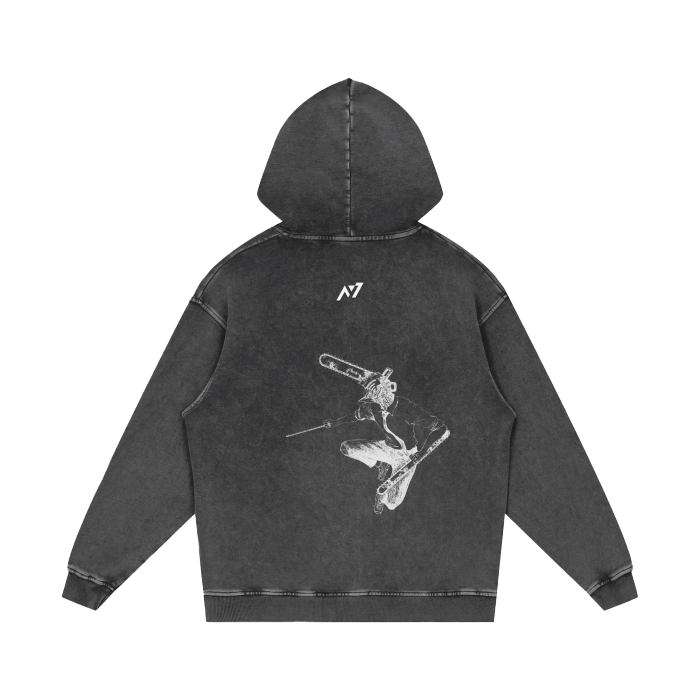 Fuel for Fight Streetwear Hoodie Black Washed - AY - Line Anime