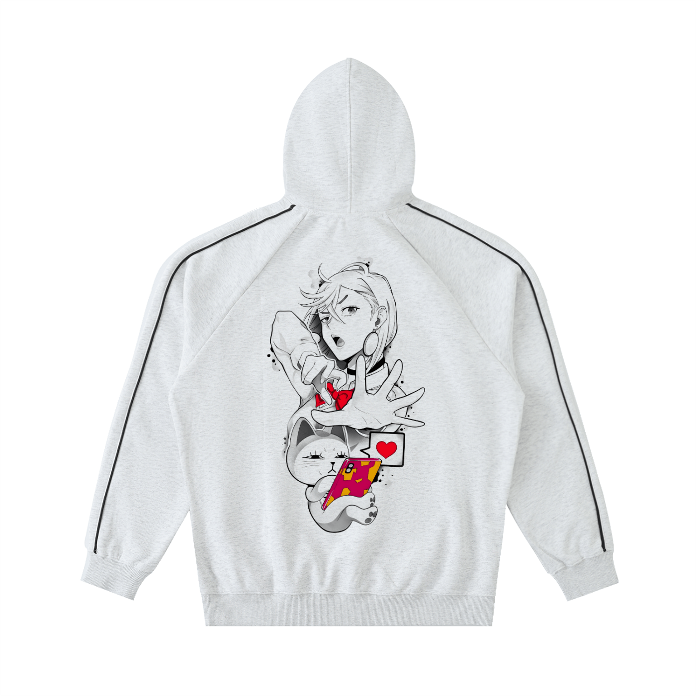 Tele - Cat Love Striped Hoodie - AY - Line Anime