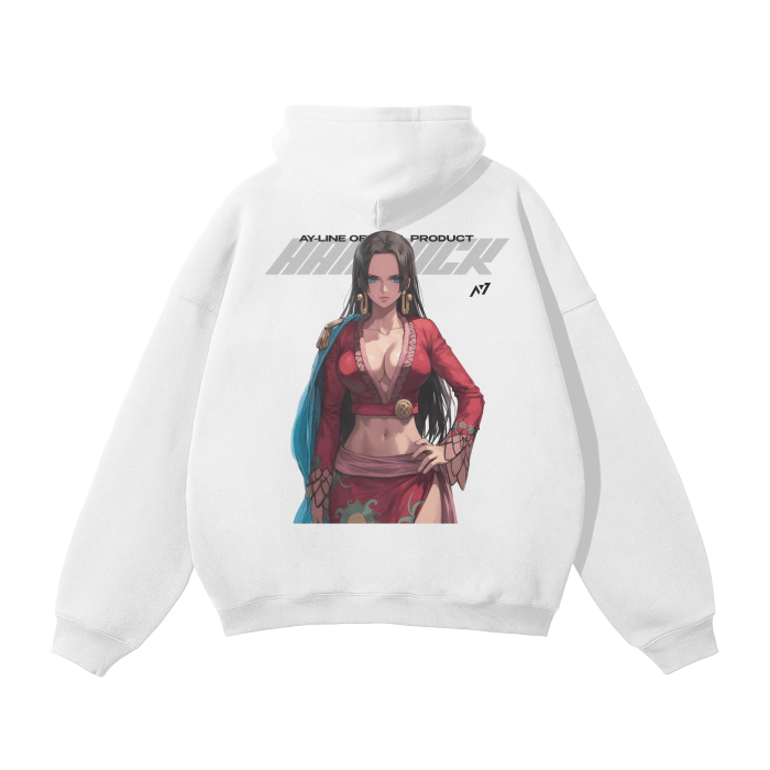 Serpent Empress Y2K Streetwear Hoodie White - AY - Line Anime