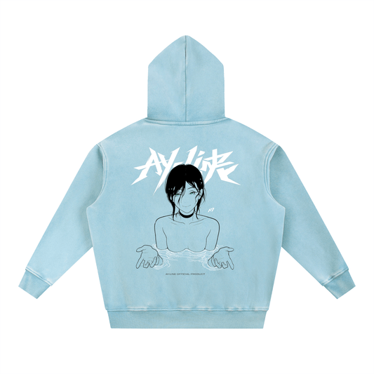 Depth Washed Streetwear Hoodie - AY - Line Anime