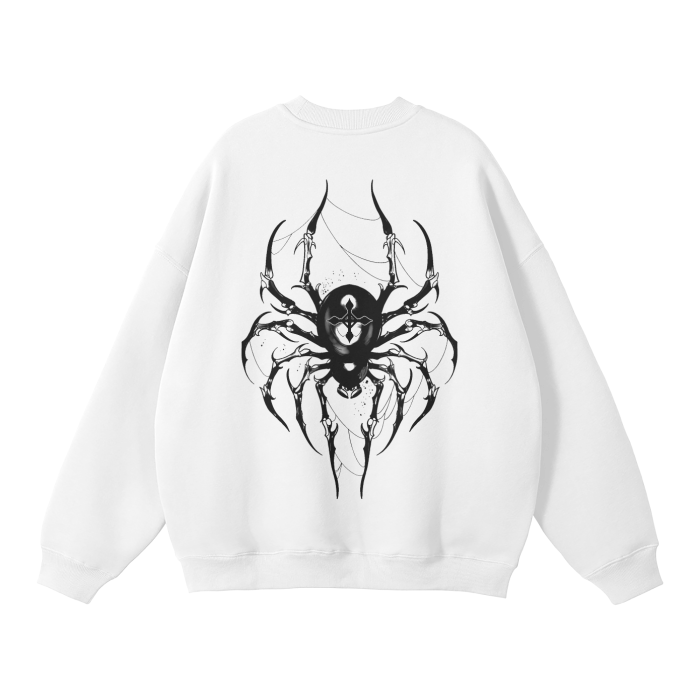Dark Charisma Spider Streetwear Sweatshirt White - AY - Line Anime
