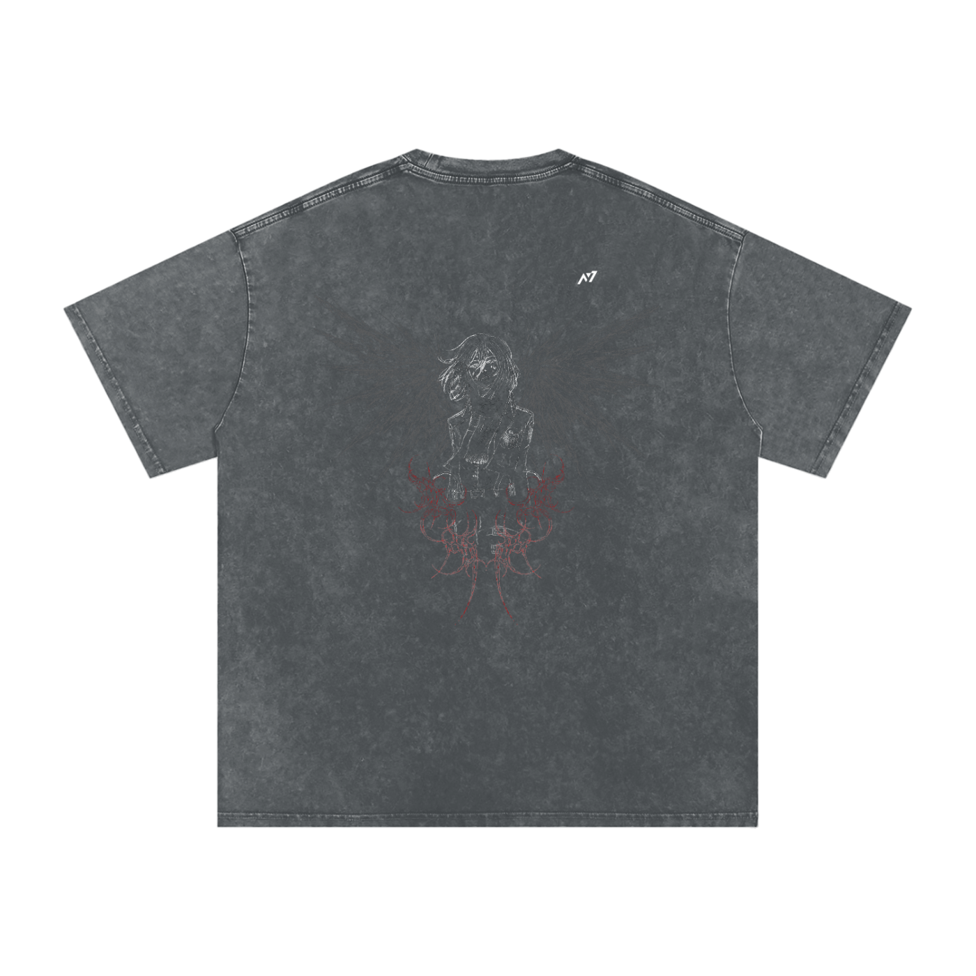 Wings of Defiance Dark Washed Streetwear Shirt - AY - Line Anime