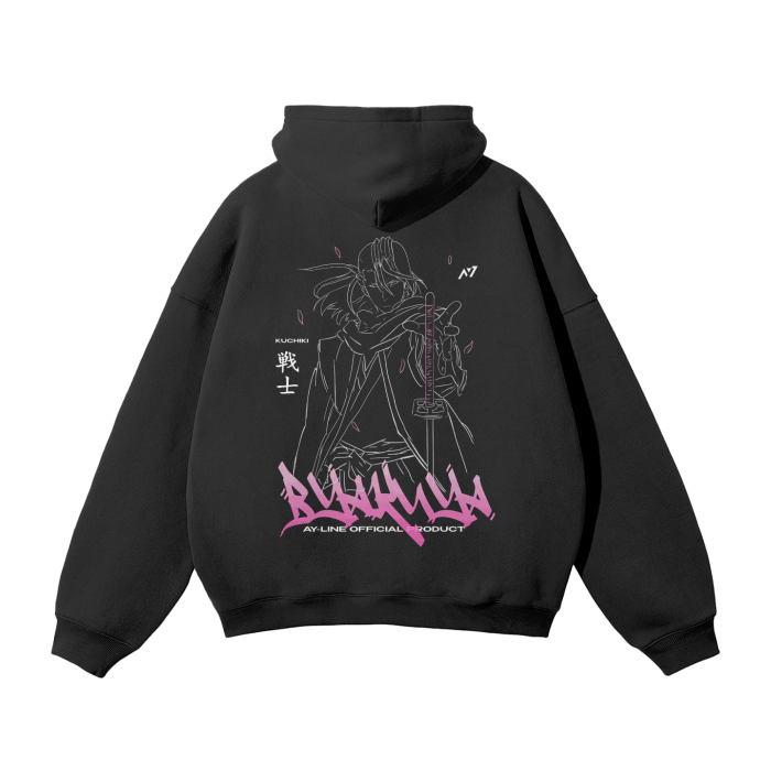 Scarlet Bloom Graffiti Streetwear Hoodie Black