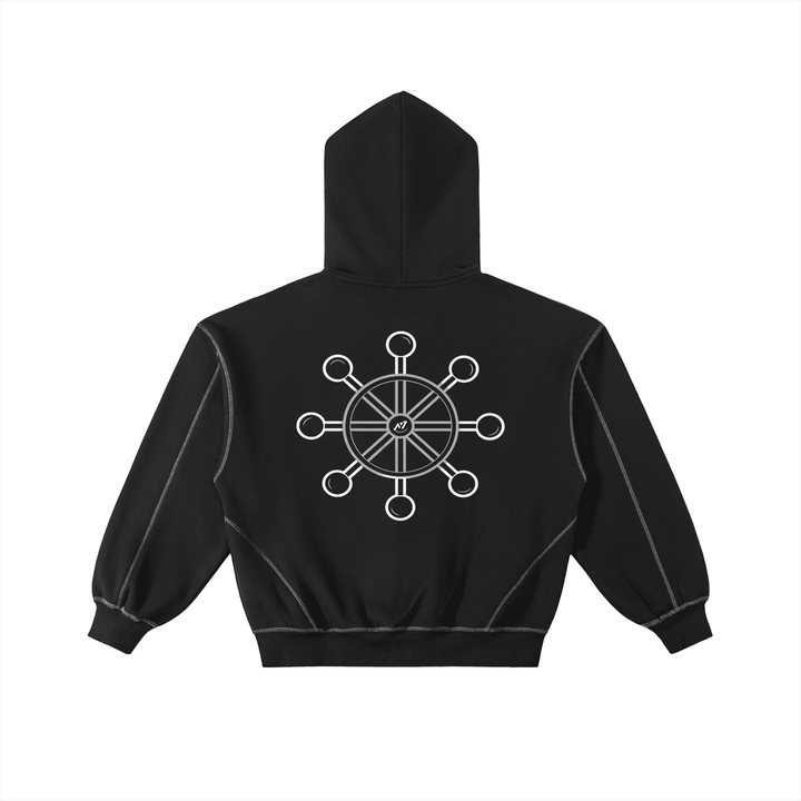 Divine Wheel Streetwear Zip-Up Hoodie