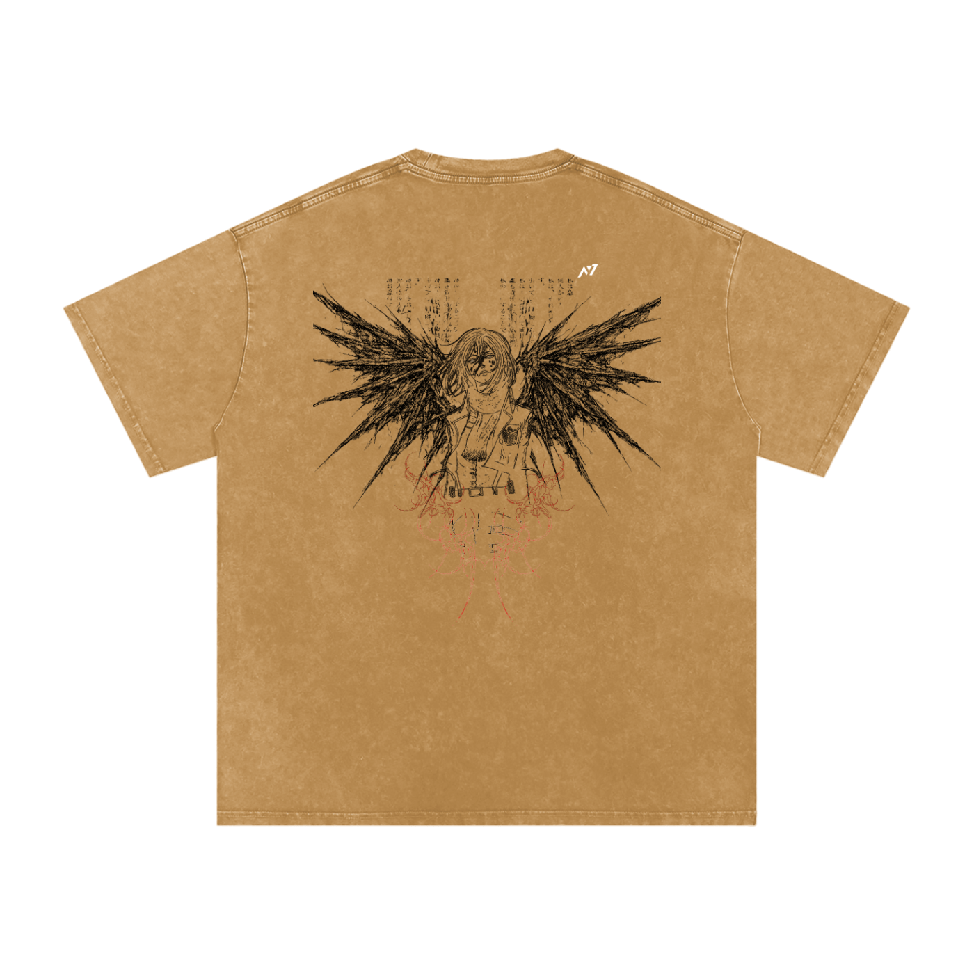 Wings of Defiance Washed Streetwear Shirt - AY - Line Anime