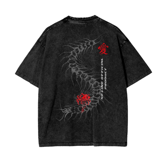 Centipede Streetwear Shirt Black Washed - AY - Line Anime