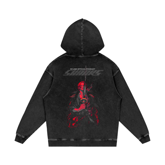 Red - Haired Pirate Y2K Streetwear Hoodie Washed - AY - Line Anime