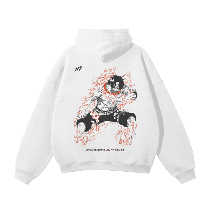 Flame Rogue Streetwear Hoodie White - AY - Line Anime