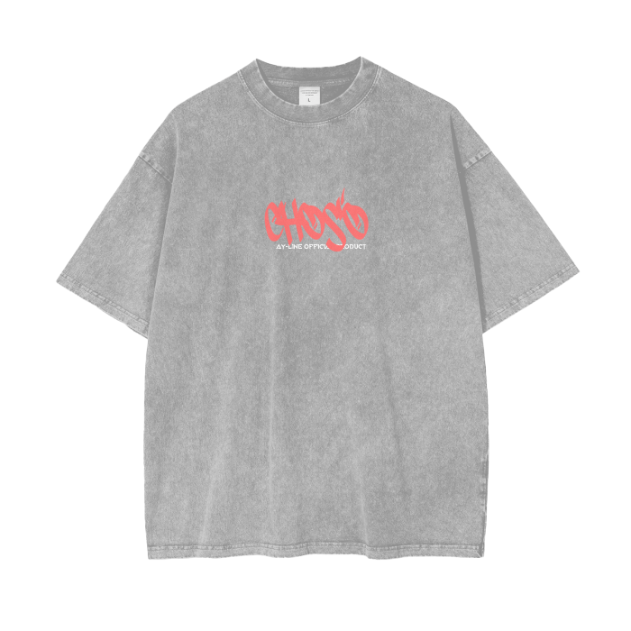 Crimson Flow Graffiti Streetwear Shirt Grey Washed - AY - Line Anime