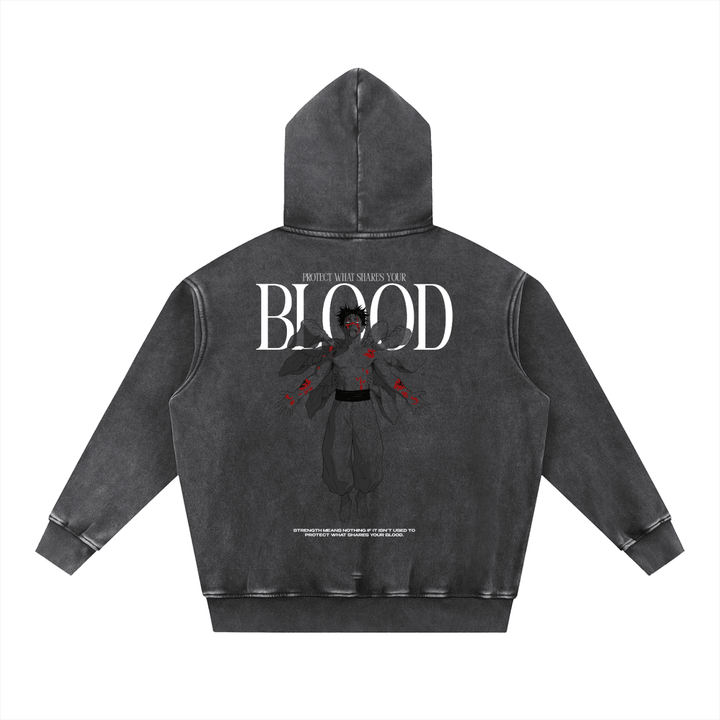 BLOOD Washed Streetwear Hoodie