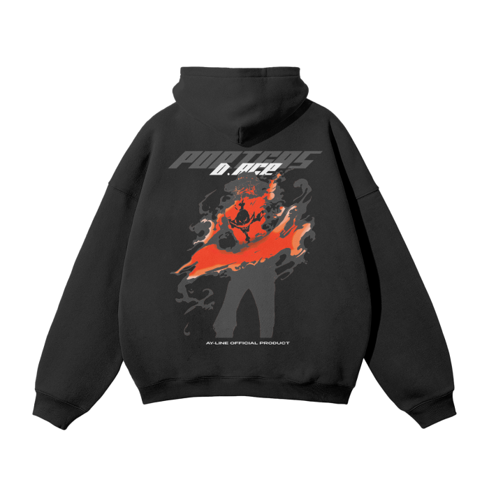 Flame Rogue Y2K Streetwear Hoodie Black - AY - Line Anime
