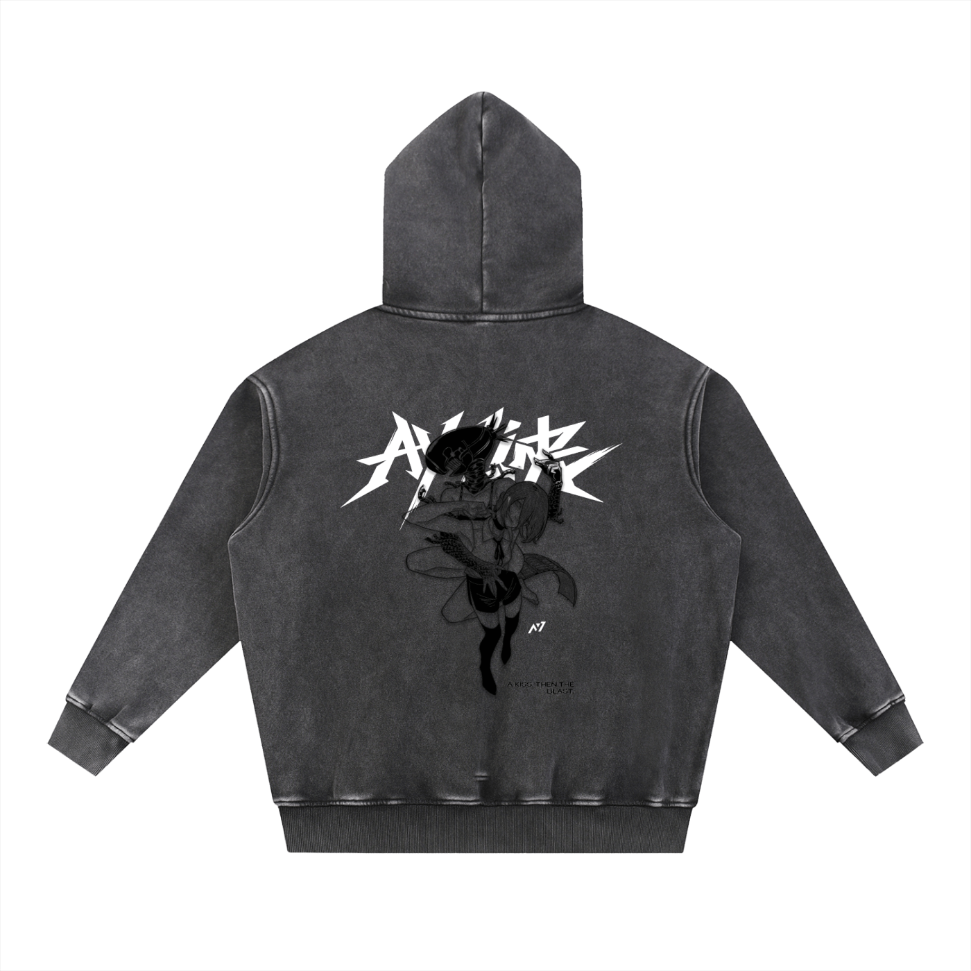 Blowback Washed Streetwear Hoodie - AY - Line Anime