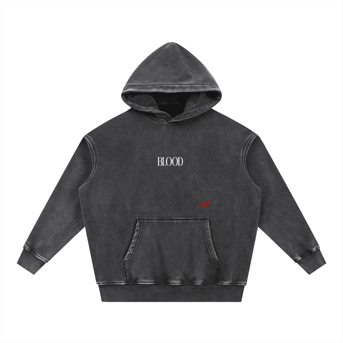 BLOOD Washed Streetwear Hoodie - AY - Line Anime