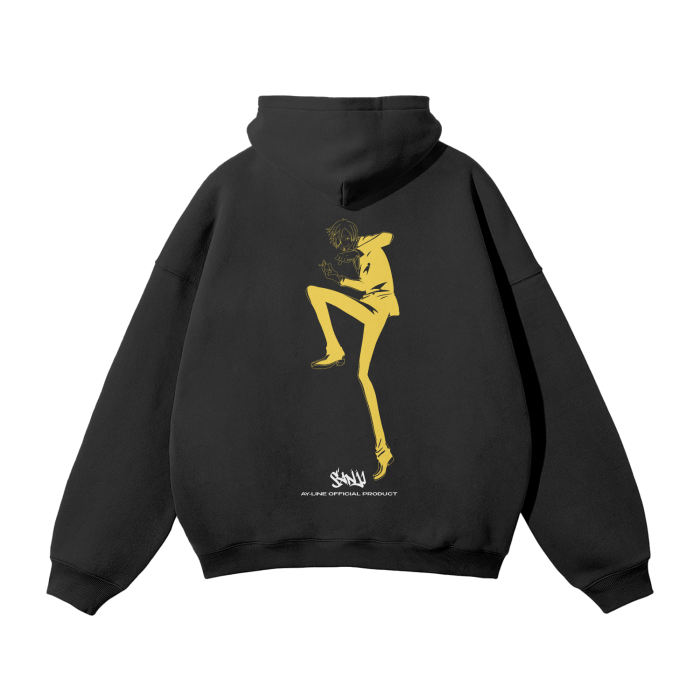 Black Leg Neon Streetwear Hoodie Black - AY - Line Anime