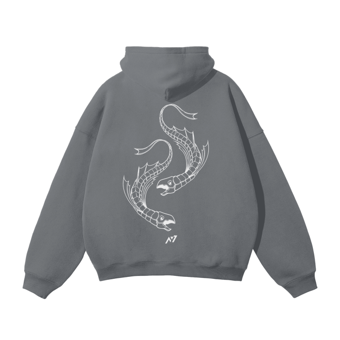 Dark Charisma Fish Streetwear Hoodie Gray