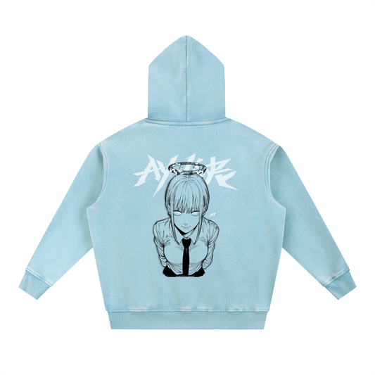 Red Authority Washed Streetwear Hoodie - AY - Line Anime
