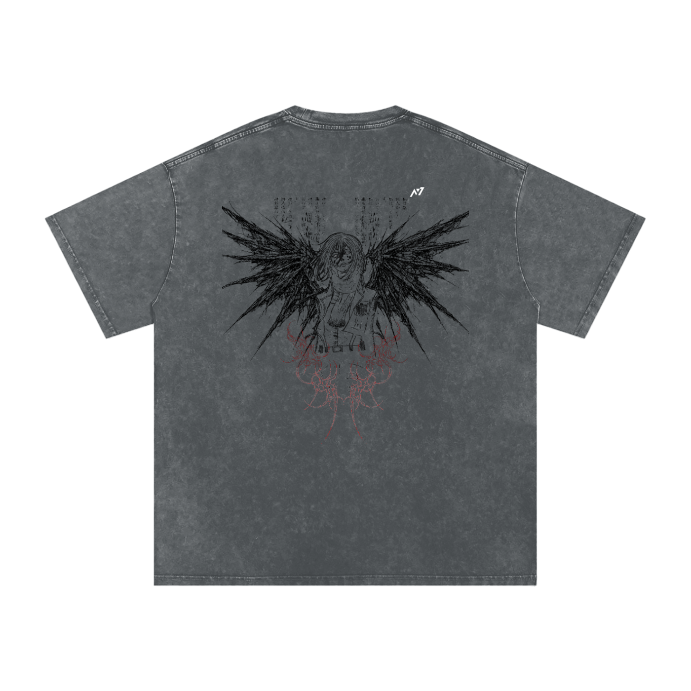 Wings of Defiance Washed Streetwear Shirt - AY - Line Anime
