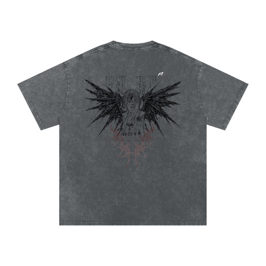 Wings of Defiance Washed Streetwear Shirt - AY - Line Anime