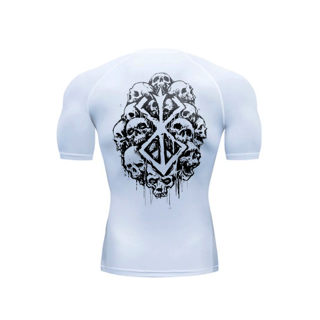 Brand Skull Compression Shirt White - AY - Line Anime
