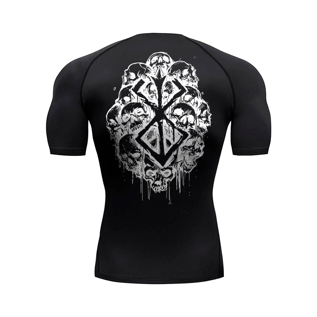 Brand Skull Compression Shirt Black - AY - Line Anime