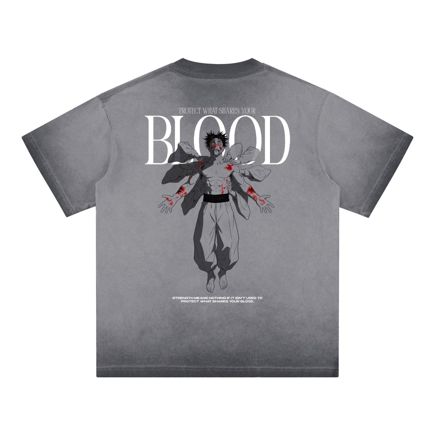 BLOOD Washed Streetwear Shirt - AY - Line Anime