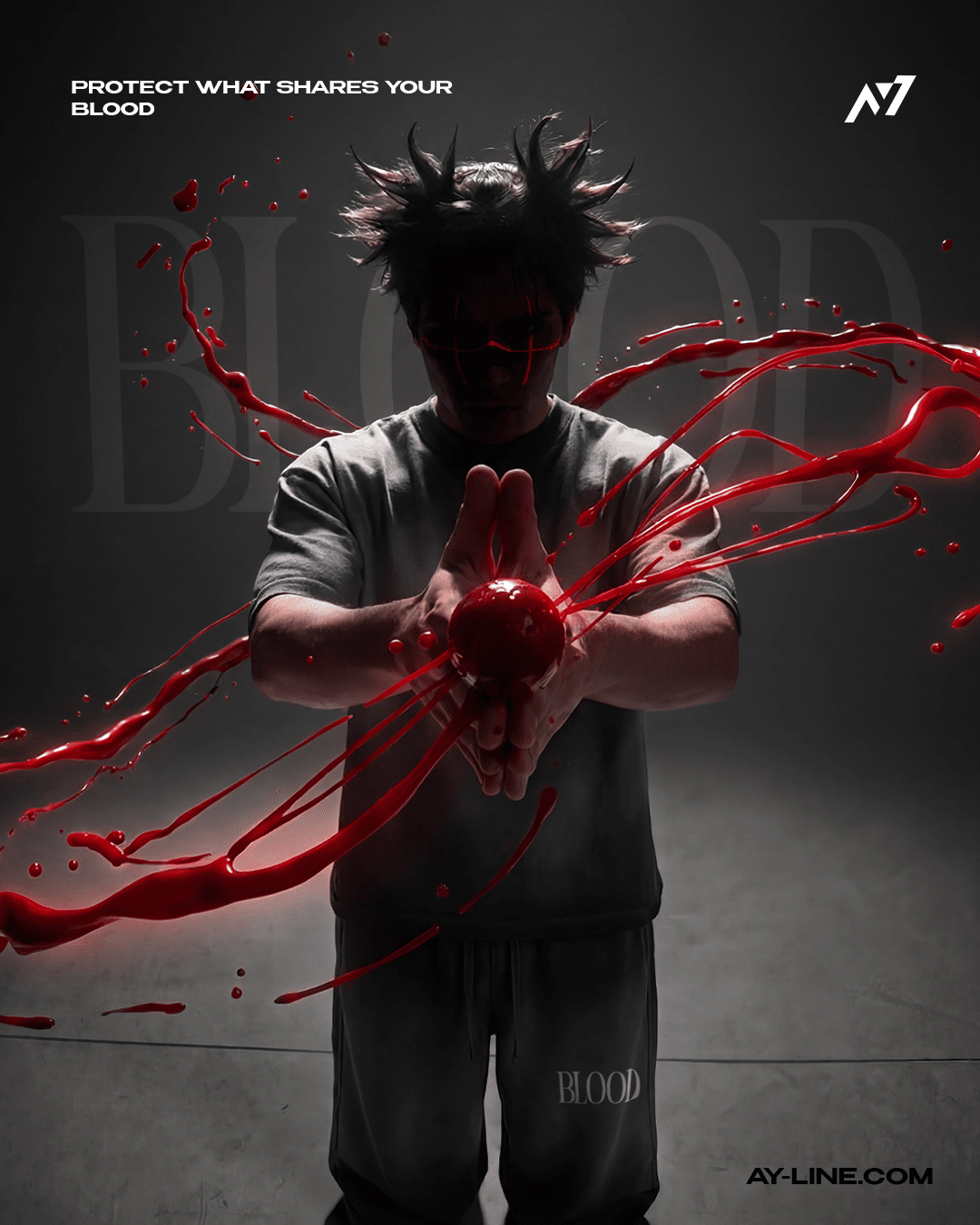 BLOOD Washed Streetwear Shirt - AY - Line Anime