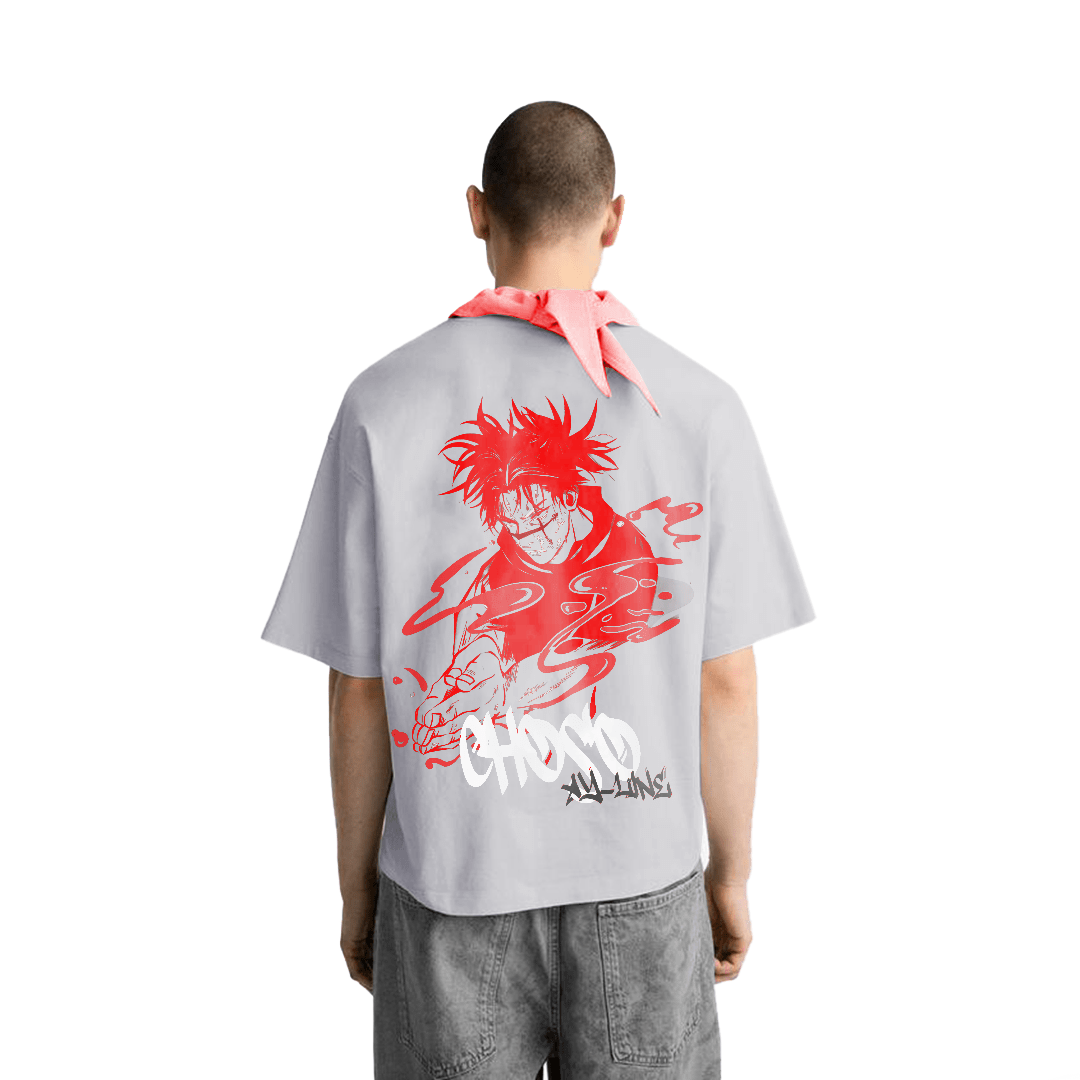 Crimson Flow Graffiti Streetwear Shirt Grey - AY - Line Anime