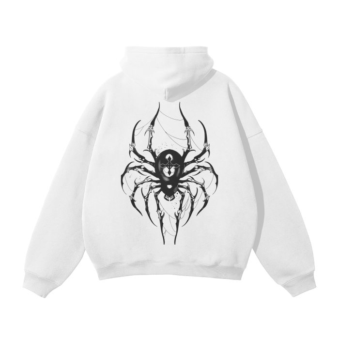 Dark Charisma Spider Streetwear Hoodie White - AY - Line Anime