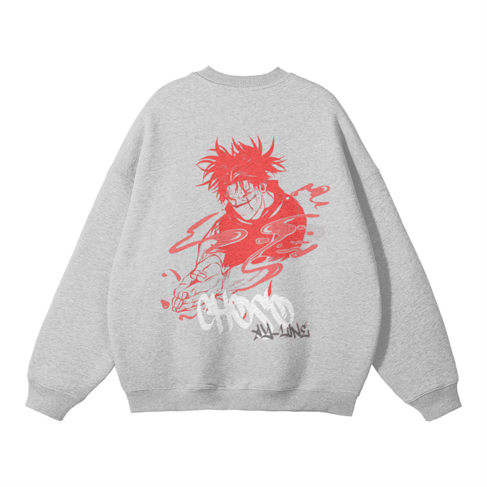 Crimson Flow Graffiti Streetwear Sweatshirt Grey - AY - Line Anime