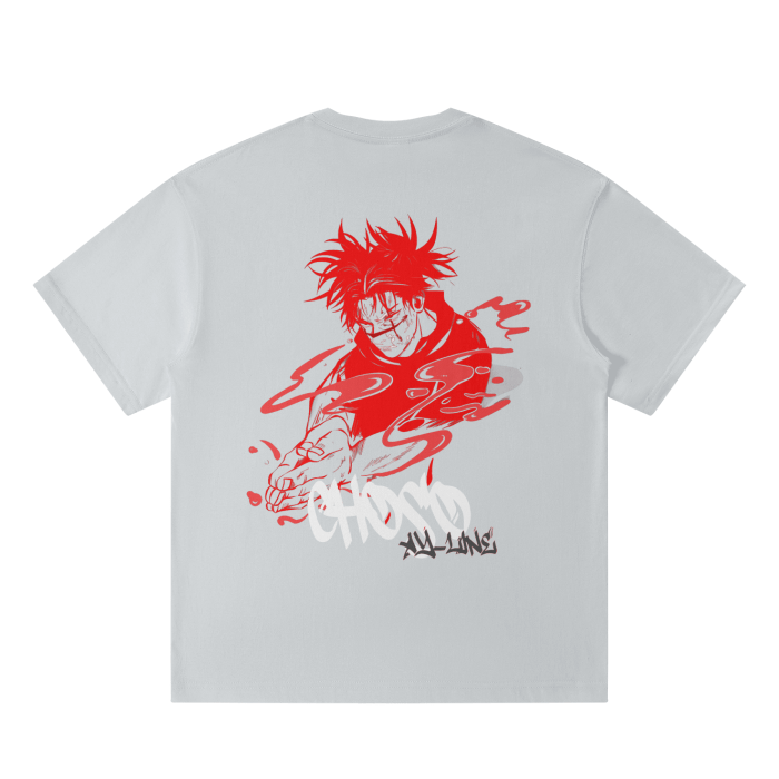 Crimson Flow Graffiti Streetwear Shirt Grey - AY - Line Anime