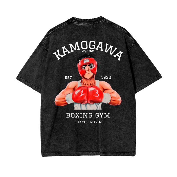 Rising Knockout Streetwear Shirt Black Washed - AY - Line Anime