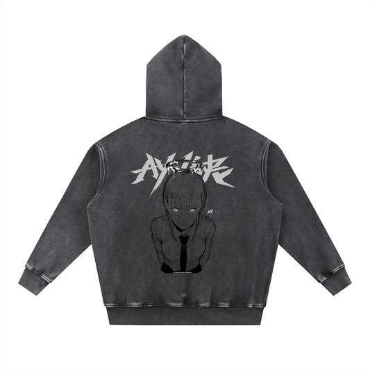 Red Authority Washed Streetwear Hoodie - AY - Line Anime