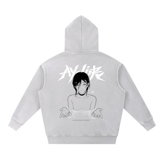 Depth Washed Streetwear Hoodie - AY - Line Anime