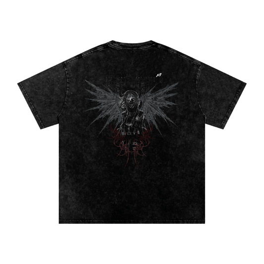 Wings of Defiance Dark Washed Streetwear Shirt - AY - Line Anime