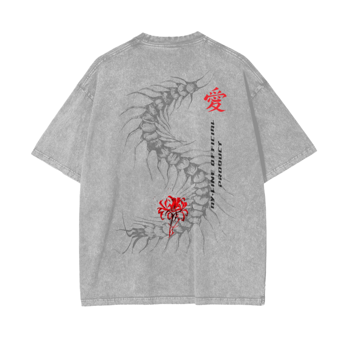 Centipede Streetwear Shirt Grey Washed - AY - Line Anime