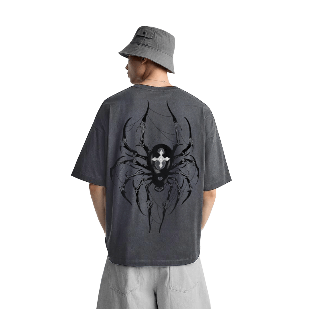 Dark Charisma Spider Streetwear Shirt Grey Heavy Weight - AY - Line Anime