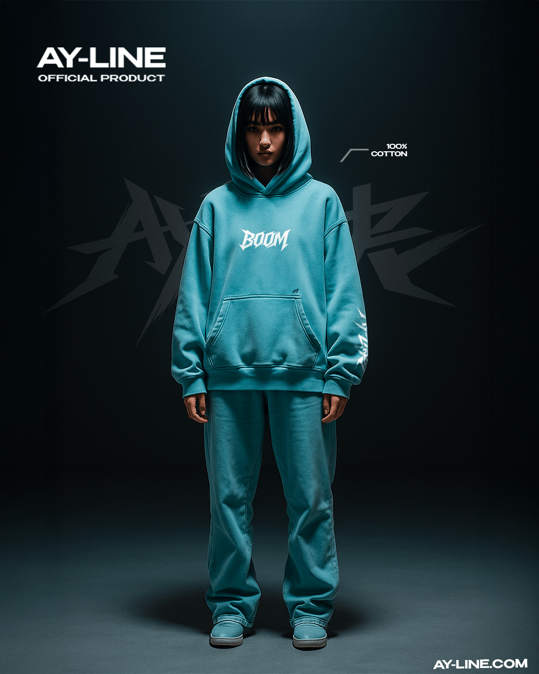 Depth Washed Streetwear Hoodie - AY - Line Anime