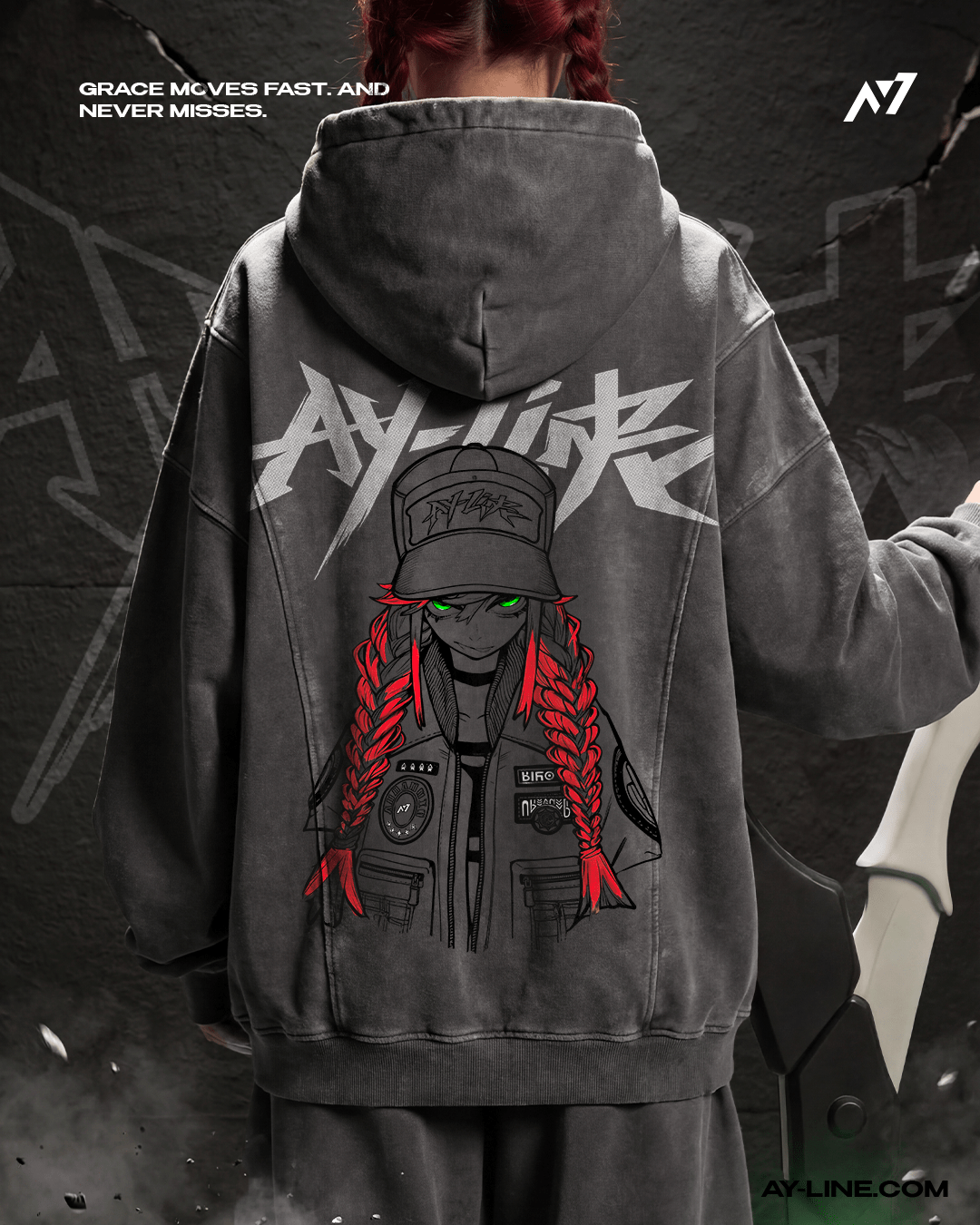 Emerald Glare Streetwear Hoodie - AY - Line Anime