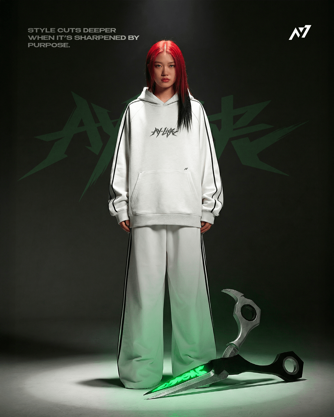 Neon Remorse Striped Hoodie - AY - Line Anime