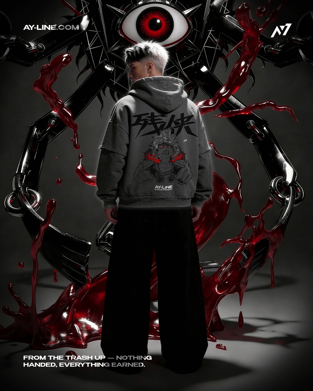 Scrap God Streetwear Ripped Hoodie - AY - Line Anime