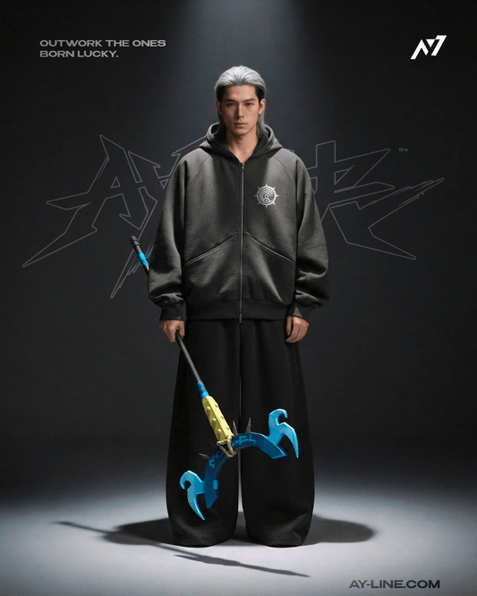 Azure Divider Streetwear Zip - Up Hoodie - AY - Line Anime